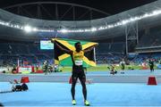 16 August 2016; Omar McLeod of Jamaica after winning the Men's 110m Hurdles Final at the Olympic Stadium during the 2016 Rio Summer Olympic Games in Rio de Janeiro, Brazil. Photo by Ramsey Cardy/Sportsfile