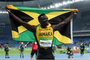 16 August 2016; Omar McLeod of Jamaica after winning the Men's 110m Hurdles Final at the Olympic Stadium during the 2016 Rio Summer Olympic Games in Rio de Janeiro, Brazil. Photo by Ramsey Cardy/Sportsfile
