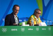 17 August 2016; Mark Adams, left, Director of Communications at IOC and Mário Andrada, Communications Executive Director, Rio 2016, during an IOC / Rio 2016 Daily Briefing at the Main Press Centre in Rio de Janeiro, Brazil. Photo by Stephen McCarthy/Sportsfile