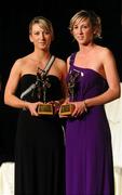6 November 2010; Galway sisters Orla, left, and Niamh Kilkenny with their 2010 Camogie All-Star awards at the 2010 Camogie All-Stars in association with O’Neills. Citywest Hotel, Saggart, Co. Dublin. Picture credit: Stephen McCarthy / SPORTSFILE