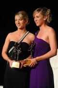 6 November 2010; Galway sisters Orla, left, and Niamh Kilkenny with their 2010 Camogie All-Star awards at the 2010 Camogie All-Stars in association with O’Neills. Citywest Hotel, Saggart, Co. Dublin. Picture credit: Stephen McCarthy / SPORTSFILE