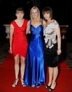 6 November 2010; Michelle Quilty, Catherine Doherty and Jacqui Frisby, from Kilkenny, arrive at the 2010 Camogie All-Stars in association with O’Neills. Citywest Hotel, Saggart, Co. Dublin. Picture credit: Stephen McCarthy / SPORTSFILE