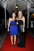 6 November 2010; Hazel Mulligan, left, and Orla Mullally, from Cappagh, Co. Kildare, arrive at the 2010 Camogie All-Stars in association with O’Neills. Citywest Hotel, Saggart, Co. Dublin. Picture credit: Stephen McCarthy / SPORTSFILE