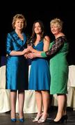 6 November 2010; Anne Dalton, Kilkenny, is presented with her 2010 Camogie All-Star award by President Mary McAleese and President of the Camogie Association Joan O' Flynn at the 2010 Camogie All-Stars in association with O’Neills. Citywest Hotel, Saggart, Co. Dublin. Picture credit: Stephen McCarthy / SPORTSFILE