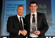 6 November 2010; Graham Cummins, Cork City, receiving the PFAI Ford First Division Player of the Year from Graeme Souness. PFAI Ford 2010 Awards, The Burlington Hotel, Upper Leeson Street, Dublin. Photo by Sportsfile
