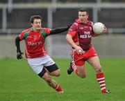 7 November 2010; Tommie Joyce, Killererin, in action against Michael Nestor, Ballintubber. AIB GAA Football Connacht Club Senior Championship Semi-Final, Killererin v Ballintubber, Tuam Stadium, Tuam, Co. Galway. Picture credit: David Maher / SPORTSFILE