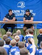 17 August 2016; Leinster's Rhys Ruddock and Jordi Murphy with participants at the Bank of Ireland Leinster Rugby Camp at Blackrock College RFC, Stradbrook Road, Blackrock, Co Dublin. Photo by Piaras Ó Mídheach/Sportsfile