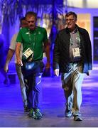 17 August 2016; Willie O'Brien, right, interim president of the OCI, with Team Ireland doctor Dr. David Fegan at the Hospital Samaritano Barra in Rio de Janeiro, Brazil. Photo by Brendan Moran/Sportsfile