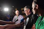 17 August 2016; Willie O'Brien, interim president of the OCI, speaks to the media at the Hospital Samaritano Barra in Rio de Janeiro, Brazil. Photo by Brendan Moran/Sportsfile