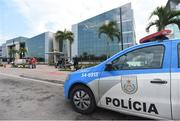 18 August 2016; A general view of a police car outside the Hospital Samaritano Barra in Rio de Janeiro, Brazil. Photo by Stephen McCarthy/Sportsfile