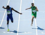 18 August 2016; Thomas Barr, right, of Ireland in action against Kerron Clement of USA during the Men's 400m hurdles final where he finished in 4th place with a new Irish record of 47.97 in the Olympic Stadium, Maracanã, during the 2016 Rio Summer Olympic Games in Rio de Janeiro, Brazil. Photo by Ramsey Cardy/Sportsfile