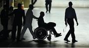 18 August 2016; Patrick Hickey, President of the Olympic Council of Ireland, International Olympic Committee member in Ireland, European Olympic Committee President and Association of National Olympic Committees Vice President, leaves the Hospital Samaritano Barra in a wheelchair to a waiting police car in Rio de Janeiro, Brazil. Photo by Brendan Moran/Sportsfile