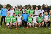 18 August 2016; Dublin senior footballers Denis Bastick, centre, John Small, top row far left, Cormac Costello bottom row far right, and Dublin GAA high performance manager Bryan Cullen, top right,  joined U14s from Fingal Ravens GAA Club for a training session organised by Aer Lingus - Official Airline to Dublin GAA. Fingal Ravens GAA Club were given the opportunity to train with their heroes after being selected as the winner of an Aer Lingus staff competition where employees had the chance to nominate their local GAA club. St. David’s CBS, Artane, Dublin. Photo by Cody Glenn/Sportsfile