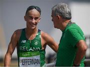 19 August 2016; Robert Heffernan of Ireland with team manager Patsy McGonigle after finishing 6th in the Men's 50km Walk Final during the 2016 Rio Summer Olympic Games in Rio de Janeiro, Brazil. Photo by Stephen McCarthy/Sportsfile