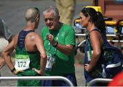 19 August 2016; Robert Heffernan of Ireland with team manager Patsy McGonigle and his wife Marian after finishing 6th in the Men's 50km Walk Final during the 2016 Rio Summer Olympic Games in Rio de Janeiro, Brazil. Photo by Brendan Moran/Sportsfile