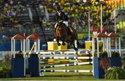 19 August 2016; Natalya Coyle of Ireland on Christino competing in the show jumping round of the Women's Modern Pentathlon at the Deodora Stadium during the 2016 Rio Summer Olympic Games in Rio de Janeiro, Brazil. Photo by Ramsey Cardy/Sportsfile