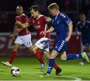 19 August 2016; Christy Fagan of St. Patrick's Athletic in action against Paul O'Connor of Limerick during the Irish Daily Mail FAI Cup Third Round game between St. Patrick's Athletic and Limerick at Richmond Park in Dublin. Photo by David Maher/Sportsfile