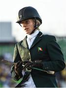 19 August 2016; Natalya Coyle of Ireland following her clear round in the show jumping round of the Women's Modern Pentathlon at the Deodora Stadium during the 2016 Rio Summer Olympic Games in Rio de Janeiro, Brazil. Photo by Ramsey Cardy/Sportsfile
