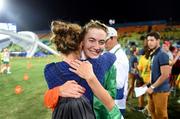 19 August 2016; Natalya Coyle of Ireland is congratulated by her training partner Sive Brassil after the women's combined discipline of the Women's Modern Pentathlon at the Youth Arena in Deodora during the 2016 Rio Summer Olympic Games in Rio de Janeiro, Brazil. Photo by Ramsey Cardy/Sportsfile