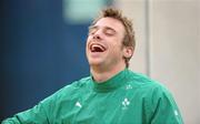 9 November 2010; Ireland's Tommy Bowe laughs before the start of squad training ahead of their Autumn International match against Samoa on Saturday. Ireland Rugby Squad Training, Donnybrook Stadium, Donnybrook, Dublin. Picture credit: Brendan Moran / SPORTSFILE