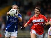20 August 2016; Caítríona Smith of Cavan in action against Marie Ambrose of Cork during the TG4 Ladies Football All-Ireland Senior Championship Quarter-Final game between Cavan and Cork at St Brendan's Park in Birr, Co Offaly. Photo by Sam Barnes/Sportsfile