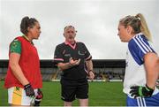 20 August 2016; Referee John Niland with Aislinn Desmond of Kerry, left, and Ciara McAnespie of Monaghan during the coin toss ahead of the TG4 Ladies Football All-Ireland Senior Championship Quarter-Final game between Monaghan and Kerry at St Brendan's Park in Birr, Co Offaly. Photo by Sam Barnes/Sportsfile