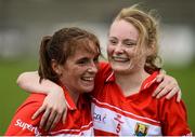 20 August 2016; Rhona Ní Bhuachalla, left, and Vera Foley of Cork celebrate after the TG4 Ladies Football All-Ireland Senior Championship Quarter-Final game between Cavan and Cork at St Brendan's Park in Birr, Co Offaly. Photo by Sam Barnes/Sportsfile