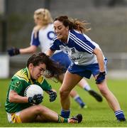 20 August 2016; Sarah Houlihan of Kerry in action against Rachel McKenna of Monaghan during the TG4 Ladies Football All-Ireland Senior Championship Quarter-Final game between Monaghan and Kerry at St Brendan's Park in Birr, Co Offaly. Photo by Sam Barnes/Sportsfile