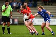 20 August 2016; Orlagh Farmer of Cork in action against Laura Fitzpatrick of Cavan during the TG4 Ladies Football All-Ireland Senior Championship Quarter-Final game between Cavan and Cork at St Brendan's Park in Birr, Co Offaly. Photo by Sam Barnes/Sportsfile