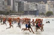 20 August 2016; A general view of the Women's Triathlon at Fort Copacobana during the 2016 Rio Summer Olympic Games in Rio de Janeiro, Brazil. Photo by Ramsey Cardy/Sportsfile