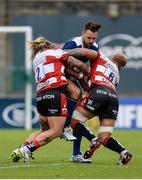 20 August 2016; Niall Morris of Leinster is tackled by Richard Hibbard, left, and Ross Moriarty of Gloucester during a Pre-Season Friendly game between Leinster and Gloucester at Tallaght Stadium in Tallaght, Co Dublin. Photo by Seb Daly/Sportsfile