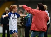 20 August 2016; Gráinne McNally of Monaghan celebrates with friends and family after the TG4 Ladies Football All-Ireland Senior Championship Quarter-Final game between Monaghan and Kerry at St Brendan's Park in Birr, Co Offaly. Photo by Sam Barnes/Sportsfile