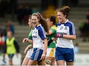 20 August 2016; Lauren Jones, left, and Muireann Atkinson of Monaghan celebrate after the TG4 Ladies Football All-Ireland Senior Championship Quarter-Final game between Monaghan and Kerry at St Brendan's Park in Birr, Co Offaly. Photo by Sam Barnes/Sportsfile