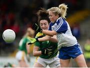 20 August 2016; Ciara McAnespie of Monaghan in action against Aisling O'Connell of Kerry during the TG4 Ladies Football All-Ireland Senior Championship Quarter-Final game between Monaghan and Kerry at St Brendan's Park in Birr, Co Offaly. Photo by Sam Barnes/Sportsfile