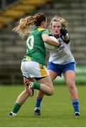 20 August 2016; Amanda Brosnan of Kerry in action against Ellen McCarron of Monaghan during the TG4 Ladies Football All-Ireland Senior Championship Quarter-Final game between Monaghan and Kerry at St Brendan's Park in Birr, Co Offaly. Photo by Sam Barnes/Sportsfile