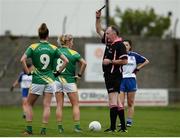 20 August 2016; Referee John Niland shows Bernie Breen of Kerry a red card during the TG4 Ladies Football All-Ireland Senior Championship Quarter-Final game between Monaghan and Kerry at St Brendan's Park in Birr, Co Offaly. Photo by Sam Barnes/Sportsfile