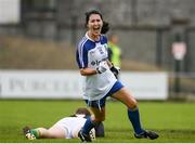 20 August 2016; Therese Scott of Monaghan celebrates after scoring her sides third goal during the TG4 Ladies Football All-Ireland Senior Championship Quarter-Final game between Monaghan and Kerry at St Brendan's Park in Birr, Co Offaly. Photo by Sam Barnes/Sportsfile