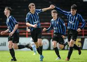 20 August 2016; Kieran Coakley of Athlone Town U17, second from left, celebrates after scoring his side's first goal with Joe Carmody, centre, and Conor Lang, right, during the SSE Airtricity U17 League Northern Elite Division match between Shelbourne U17 and Athlone Town U17 at Tolka Park in Drumcondra, Dublin. Photo by Ray Lohan/Sportsfile