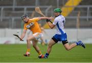20 August 2016; James O'Connell of Antrim in action against Tom Devine of Waterford during the Bord Gáis Energy GAA Hurling U21 Championship Semi-Final game between Antrim and Waterford at Semple Stadium in Thurles, Co Tipperary. Photo by Piaras Ó Mídheach/Sportsfile