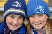 20 August 2016; Twin Leinster supporters Amy, left, and Ava Leonard, both age 10, from Castlebar, Co Mayo, at the Pre-Season Friendly game between Leinster and Gloucester at Tallaght Stadium in Tallaght, Co Dublin. Photo by Cody Glenn/Sportsfile