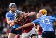20 August 2016; Darrahg O'Donoghue of Galway in action against Séan Ó Riain, left, and Andrew Jamieson-Murphy of Dublin during the Bord Gáis Energy GAA Hurling U21 Championship Semi-Final game between Dublin v Galway at Semple Stadium in Thurles, Co Tipperary. Photo by Piaras Ó Mídheach/Sportsfile