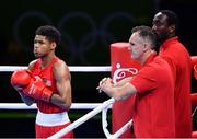 20 August 2016; Shakur Stevenson of USA with coach Billy Walsh during their Bantamweight Final bout with Robeisy Ramirez of Cuba in the Riocentro Pavillion 6 Arena during the 2016 Rio Summer Olympic Games in Rio de Janeiro, Brazil. Photo by Stephen McCarthy/Sportsfile