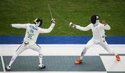 20 August 2016; Pier Paolo Petroni, left, of Italy, competing against Ruslans Nakonechnyi of Latvia in the fencing bonus round of the Men's Modern Pentathlon at the Youth Arena in Deodora during the 2016 Rio Summer Olympic Games in Rio de Janeiro, Brazil. Photo by Brendan Moran/Sportsfile