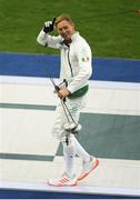 20 August 2016; Arthur Lanigan O'Keeffe of Ireland acknowledges his supporters after the fencing bonus round of the Men's Modern Pentathlon at the Youth Arena in Deodora during the 2016 Rio Summer Olympic Games in Rio de Janeiro, Brazil. Photo by Brendan Moran/Sportsfile