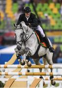 20 August 2016; Arthur Lanigan O'Keeffe of Ireland on Equador Itapua competing in the riding show jumping round of the Men's Modern Pentathlon at the Youth Arena in Deodora during the 2016 Rio Summer Olympic Games in Rio de Janeiro, Brazil. Photo by Brendan Moran/Sportsfile