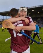 20 August 2016; Galway's Darragh Dolan, behind, celebrates with Cian Burke after the Bord Gáis Energy GAA Hurling U21 Championship Semi-Final game between Dublin v Galway at Semple Stadium in Thurles, Co Tipperary. Photo by Piaras Ó Mídheach/Sportsfile
