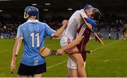 20 August 2016; Darragh O'Donoghue, right, of Galway celebrates with team-mate Cathal Tuohy as he shakes hands with Seán Treacy of Dublin after the Bord Gáis Energy GAA Hurling U21 Championship Semi-Final game between Dublin v Galway at Semple Stadium in Thurles, Co Tipperary. Photo by Piaras Ó Mídheach/Sportsfile