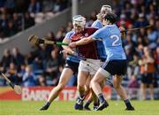 20 August 2016; Darragh Dolan of Galway in action against Dublin's, from left, Seán Treacy, Chris Bennett and Eoghan Conroy during the Bord Gáis Energy GAA Hurling U21 Championship Semi-Final game between Dublin v Galway at Semple Stadium in Thurles, Co Tipperary. Photo by Piaras Ó Mídheach/Sportsfile