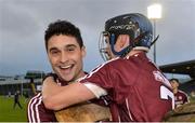 20 August 2016; Galway's Cian Burke, left, celebrates with Seán Loftus after the Bord Gáis Energy GAA Hurling U21 Championship Semi-Final game between Dublin v Galway at Semple Stadium in Thurles, Co Tipperary. Photo by Piaras Ó Mídheach/Sportsfile