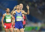 20 August 2016; Matthew Centrowitz Jr. of United States is congratulated by Nick Willis of New Zealand after winning the Men's 1500m final in the Olympic Stadium during the 2016 Rio Summer Olympic Games in Rio de Janeiro, Brazil. Photo by Ramsey Cardy/Sportsfile